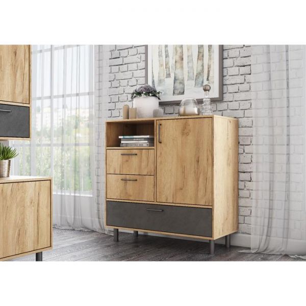 Комод ЛОФТ К-38 1000х450х1020 Малави/Дуб Бунратти