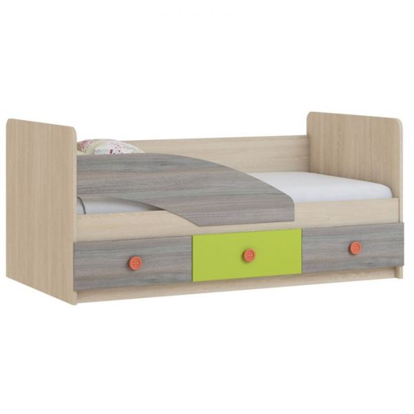 Кровать «Пуговка», 800 ? 1600 мм, цвет дуб сонома / вяз либерти тёмный / лайм
