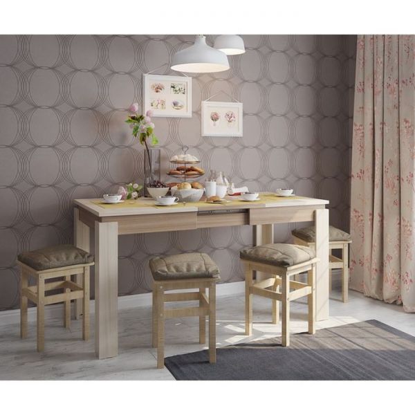 Стол обеденный Гермес 2, венге/дуб млечный, ширина - 1120/1520/1920 мм