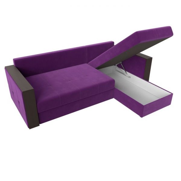 Угловой диван «Валенсия», механизм дельфин, микровельвет, цвет фиолетовый