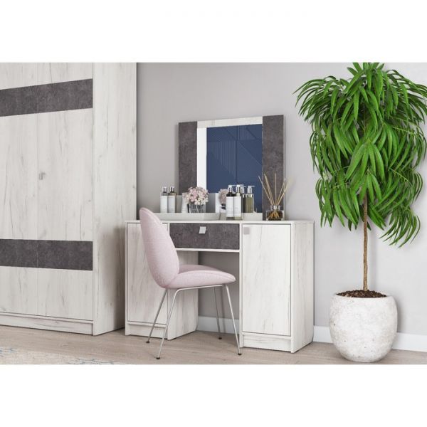 Столик туалетный с зеркалом Аврора 1200х400х1480  Дуб Крафт Белый