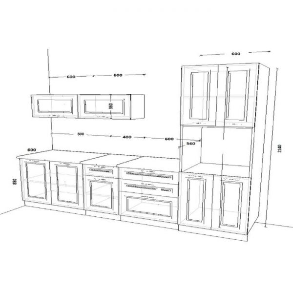 Кухонный гарнитур Гарнитур 3 Белый Вегас 2400 Белый