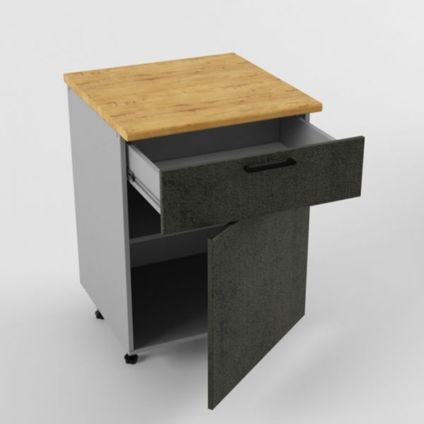 Шкаф напольный с дверью и ящиком Лофт 600х600х850 Бетон темный