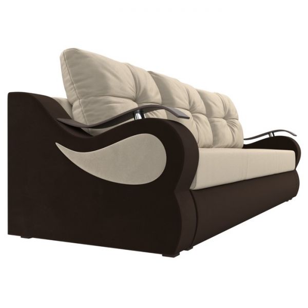 Прямой диван «Меркурий», механизм еврокнижка, микровельвет, цвет бежевый / коричневый