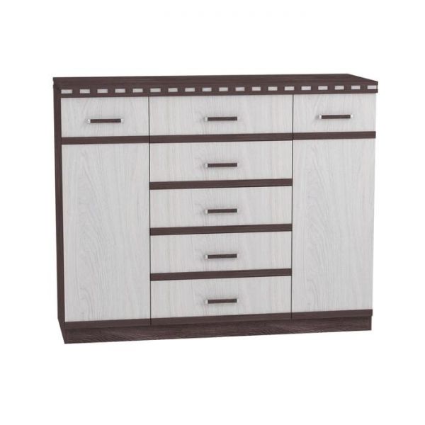 Комод №3 «Ольга 13», 1323 ? 492 ? 1078 мм, цвет ясень анкор тёмный / ясень анкор светлый