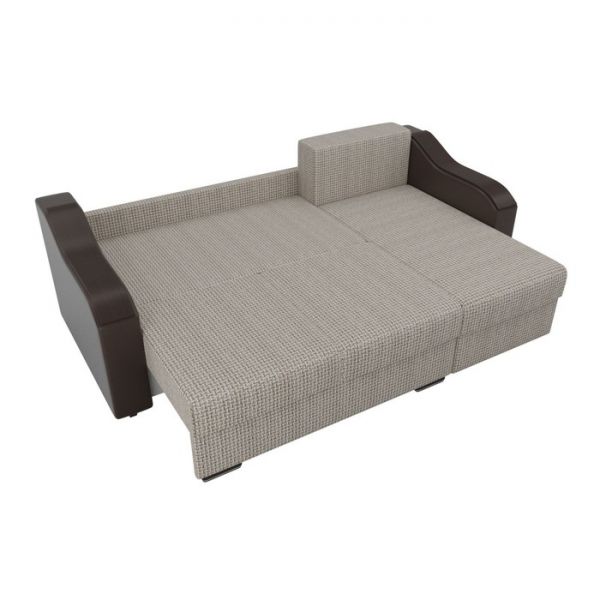 Угловой диван «Монако», механизм еврокнижка, рогожка, цвет бежевый / коричневый