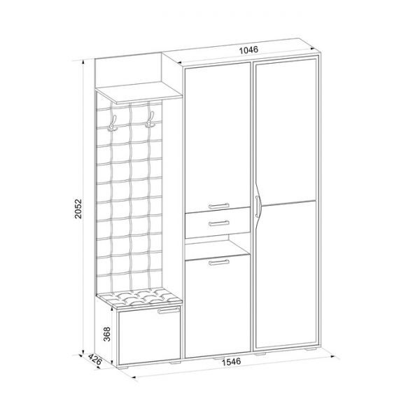 Шкаф многоцелевого назначения Ивушка-21 1546х426х2052 Бодега тёмный, Бодлега светлый