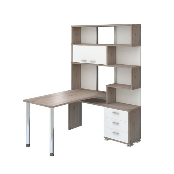 Стол СР-420/130, угол правый, 1300 ? 1300 ? 1990 мм, цвет белый жемчуг