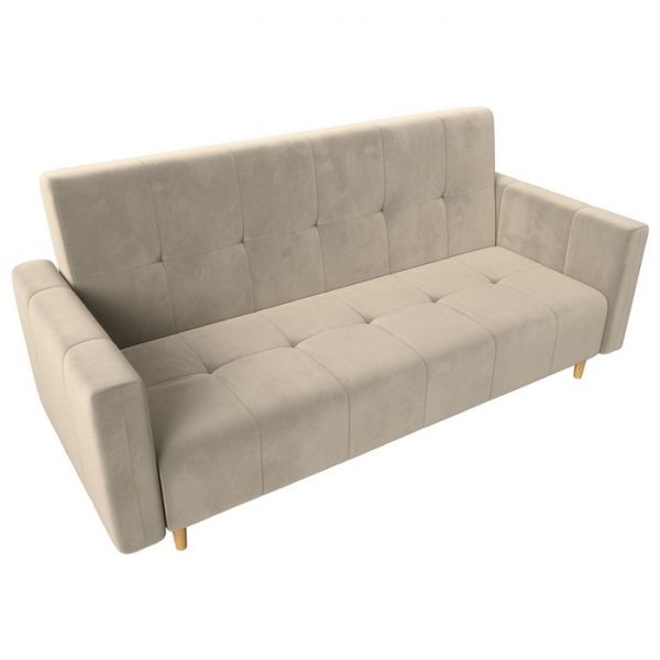 Прямой диван-книжка «Вест», механизм книжка, микровельвет, цвет бежевый