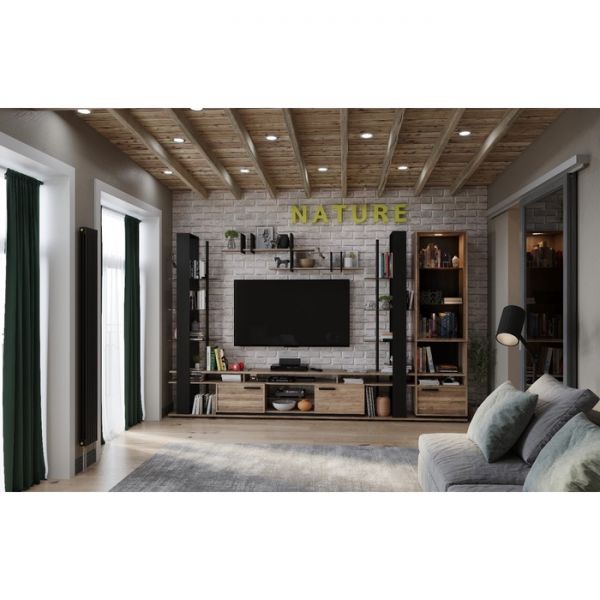 Шкаф для посуды Nature 13, 560 ? 416 ? 2116 мм, цвет гаскон пайн / чёрный