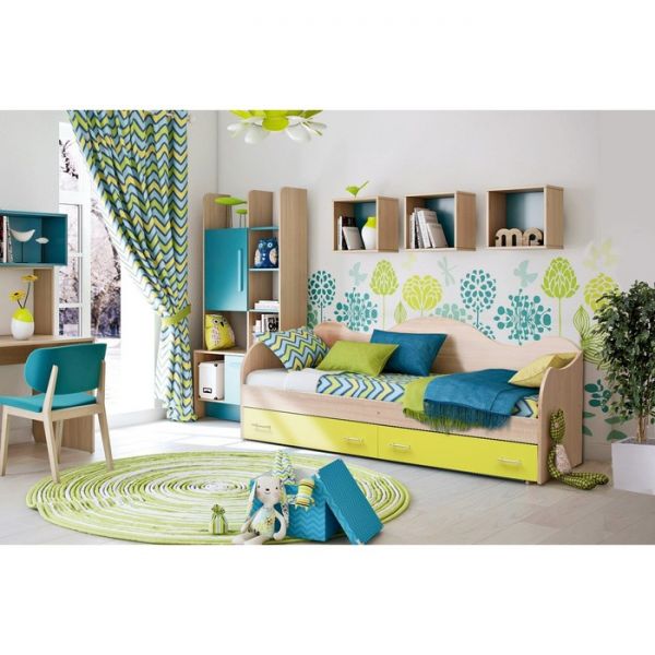 Кровать «Софа №5», 800 ? 1900 мм, цвет ясень шимо светлый/лайм