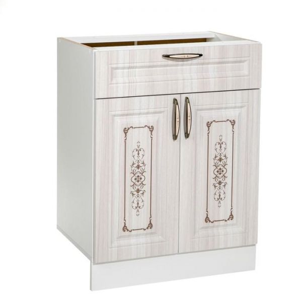 Шкаф напольный Велес с ящиком 600х446х820 белый/сандал белый