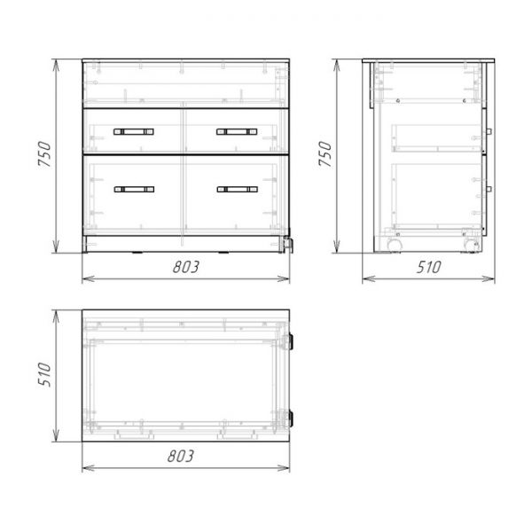 Комод трансформер, 510х800(1500)х750, Венге светлый