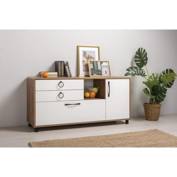 Тумба под ТВ Винтаж 13.283х07, 1300х400х623, Дуб крафт табачный/Милк софт