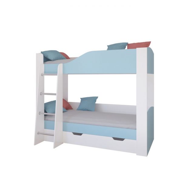 Детская двухъярусная кровать «Астра 2», цвет белый / голубой