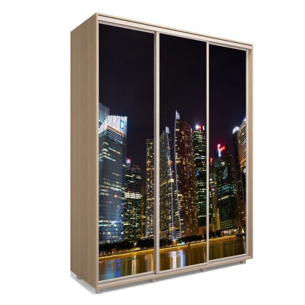 Шкаф-купе Яркий-222 1770х600х2300 Белый/Мегаполис 2