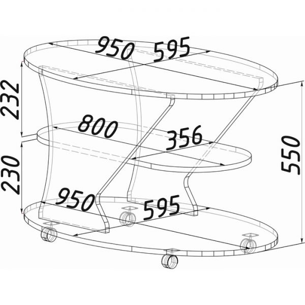 Стол журнальный Статус-1 950х600х570 лоредо