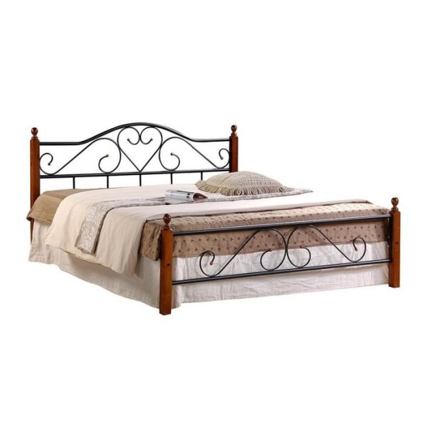 Кровать AT-815 Wood slat base дерево , 140х200 см , красный дуб/черный