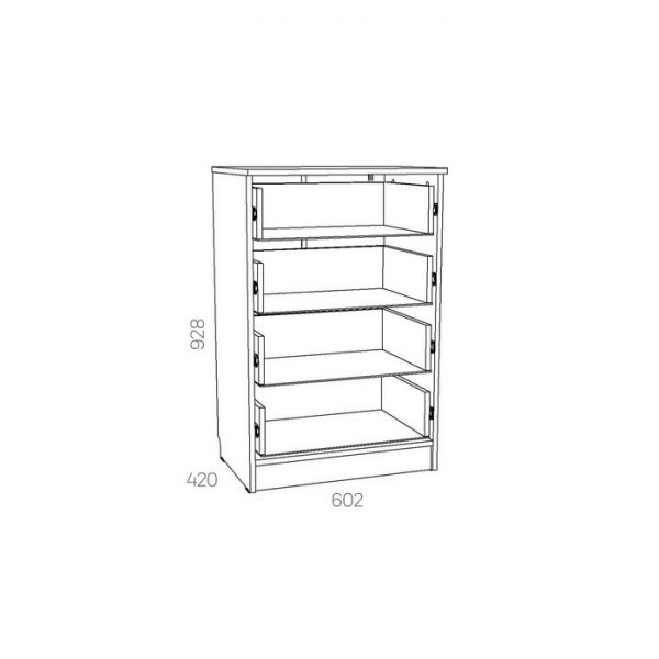 Комод Оливия НМ 040.38 Х, 602х420х928, Белое дерево/Дуб Сонома