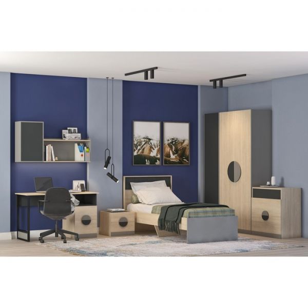 Комод «Тиволи», 750 ? 446 ? 824 мм, 2 ящика, дуб сонома / глиняный серый / графит серый