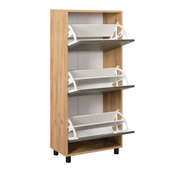 Обувница Крафт 13.112, 550х283х1182, Камень темный/Дуб крафт золотой