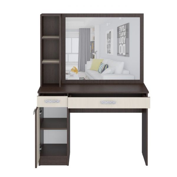 Стол туалетный с зеркалом «Уфимка», 1100 ? 450 ? 1504 мм, цвет венге / дуб молочный