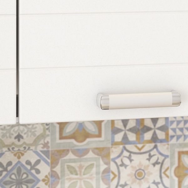 Кухонный гарнитур Виктория 2200х600 белый/белый металлик/графит металлик