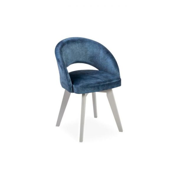 Стул Мирелла Мрамор 14 синий велюр/ Стандарт массив Серое дерево