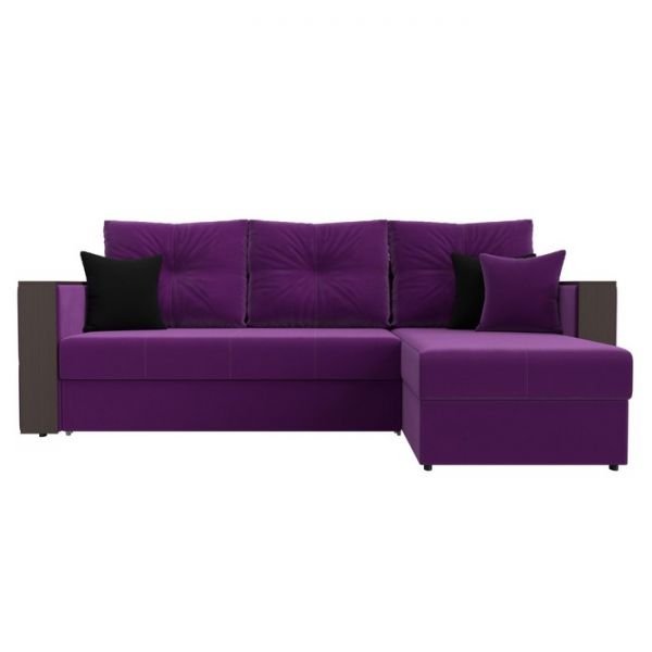 Угловой диван «Валенсия», механизм дельфин, микровельвет, цвет фиолетовый