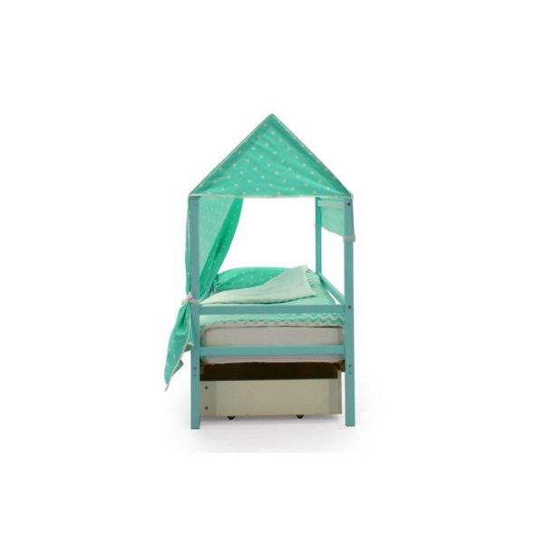 Крыша текстильная Бельмарко для кровати-домика Svogen звезды, фон мятный