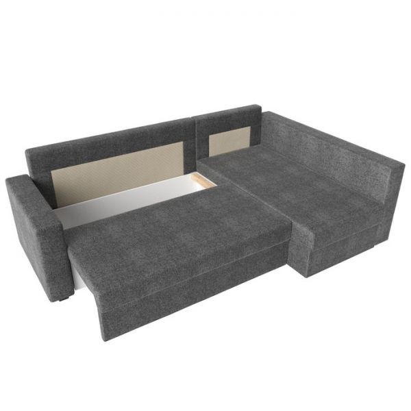 Угловой диван «Мансберг», механизм еврокнижка, угол левый, рогожка, цвет серый