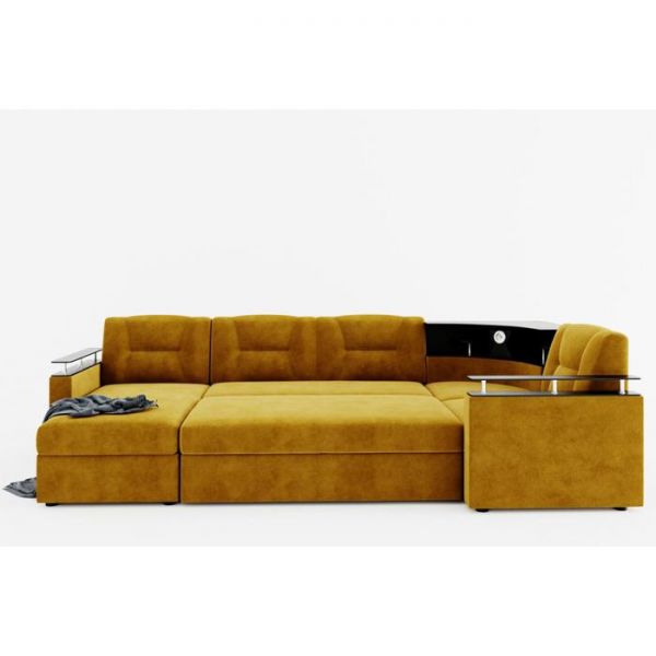 Диван «Титаник» с подсветкой, механизм дельфин, угол правый, ЛДСП венге, цвет селфи 08