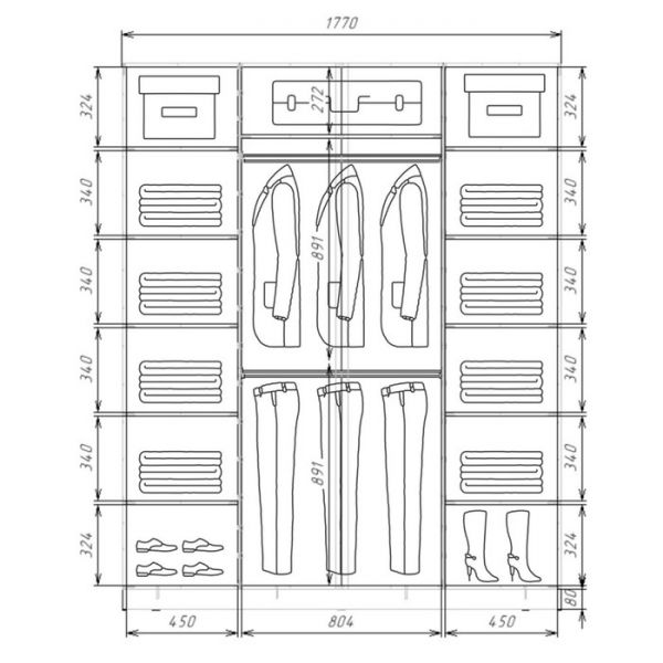 Шкаф-купе Хит-22-18/2-151, 1800x620x2200, Дуб сонома