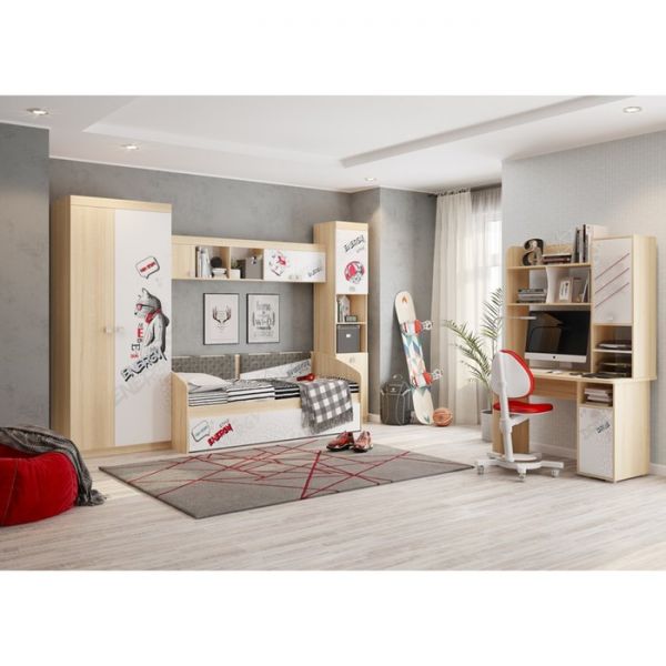 Полка Энерджи, 2052х245х450, Дуб сонома/Белый