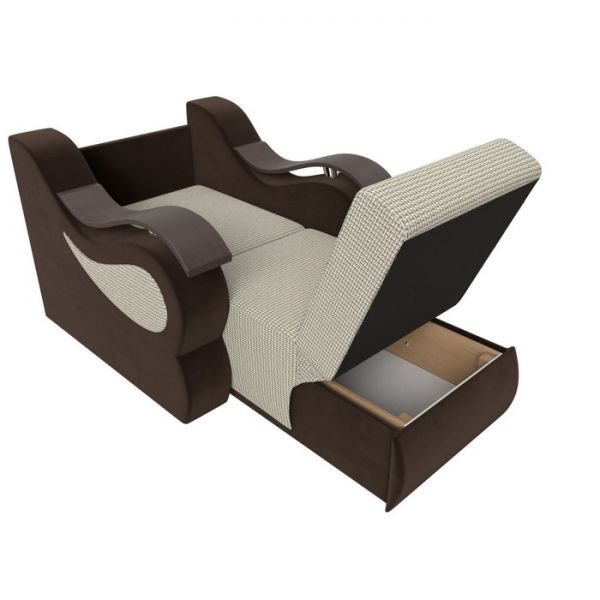 Кресло-кровать «Меркурий», механизм аккордеон, цвет рогожка корфу 02 / коричневый вельвет