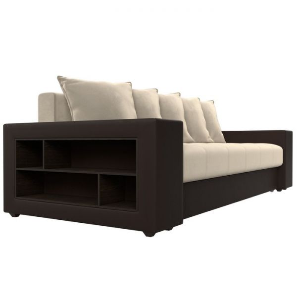 Диван прямой «Дубай», механизм еврокнижка, цвет серая рогожка / чёрная экокожа