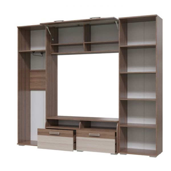 Стенка ПАЛЬМИРА 2300х430х1955 Ясень шимо темный/светлый