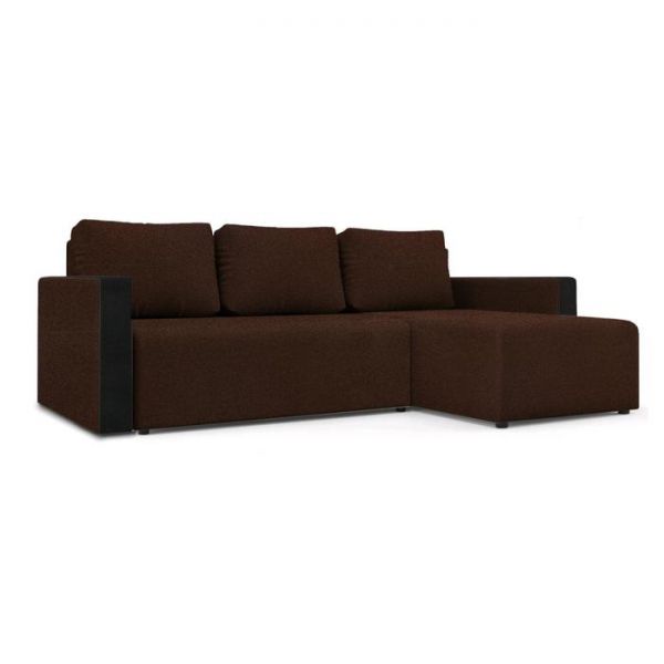 Угловой диван «Алиса 3», еврокнижка, бельевой ящик, рогожка, bahama ash/теоs dark brown
