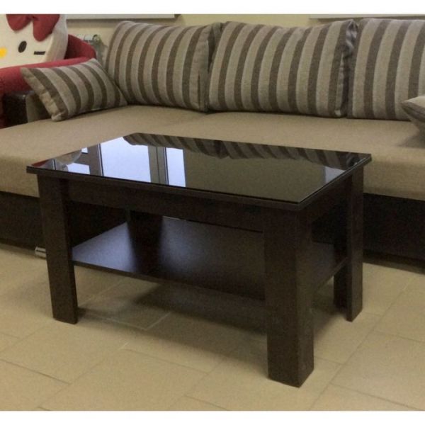 Стол журнальный «Бостон мини», цвет ЛДСП венге / стекло чёрное