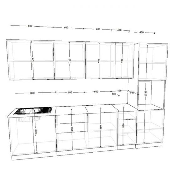 Кухонный гарнитур 18 ЛОФТ Серый/Рустик натур/Бетон темный/Дуб бунратти 3000х600
