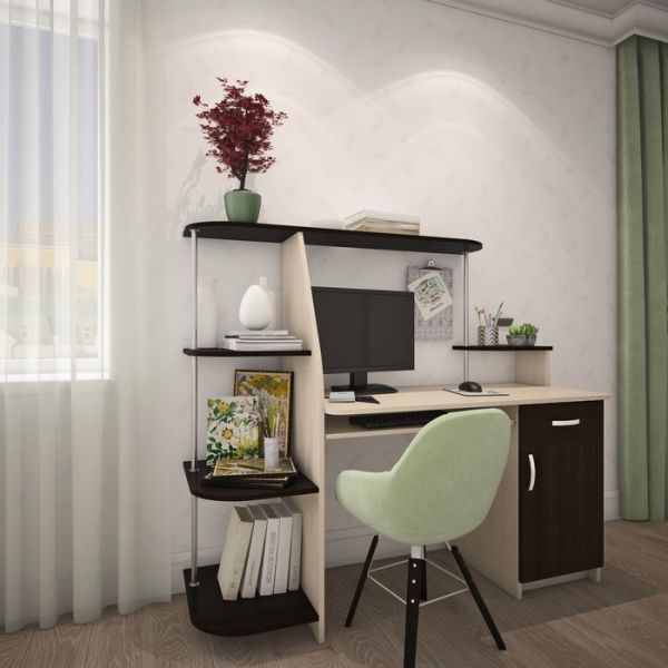 Стол компьютерный «Пегас», 1570 ? 554 ? 1370 мм, цвет дуб девон / дуб венге