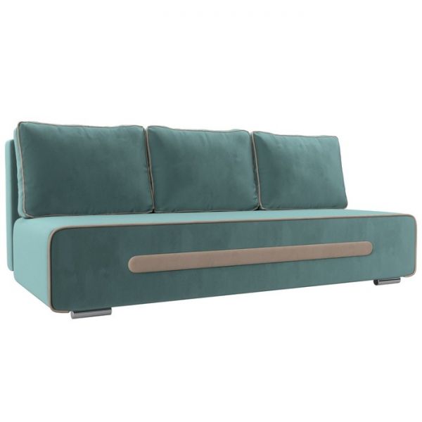 Прямой диван «Приам», механизм еврокнижка, велюр, цвет бежевый