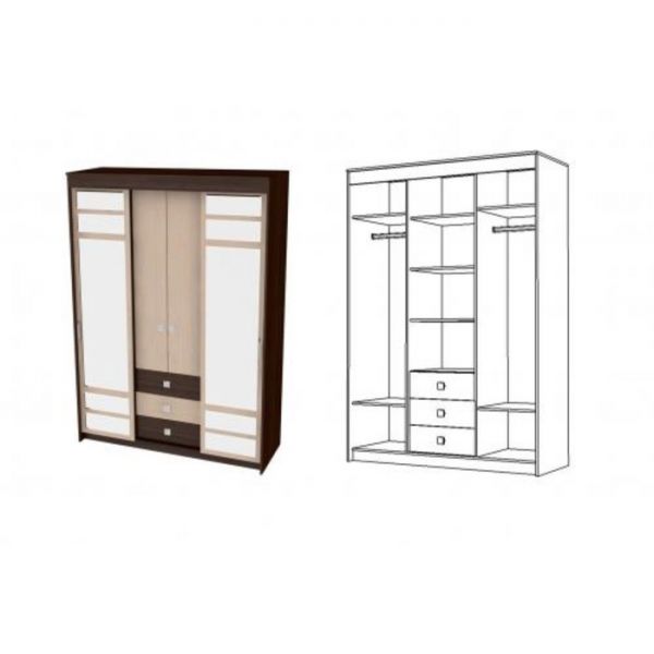 Шкаф купе «Комби», цвет венге, дуб