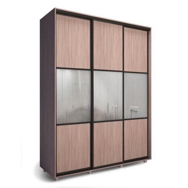 Шкаф-купе Модный Зеркало+ЛДСП Ясень шимо тёмный/Белый/Венге тёмный 2100х600х2300