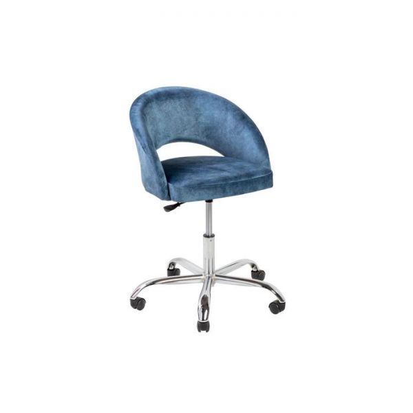 Офисный стул Мирелла Мрамор 14 синий велюр/ Хром