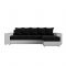 Угловой диван «Дубай», еврокнижка, правый угол, цвет чёрный микровельвет / белая экокожа
