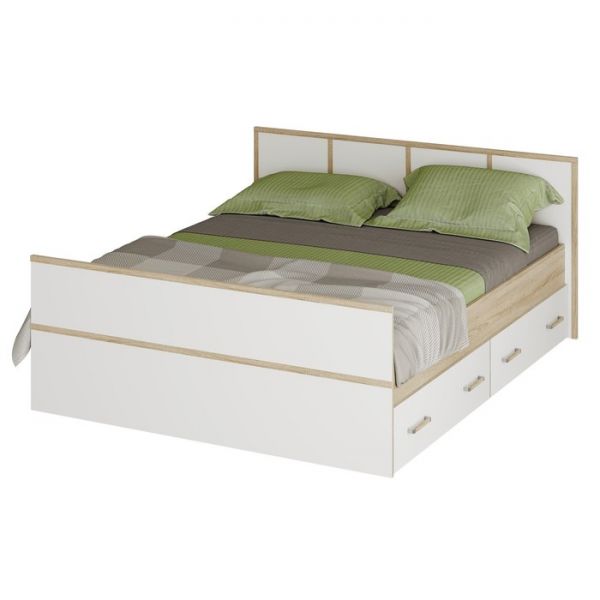 Кровать Сакура LIGHT 2000х1600 дуб сонома/белый