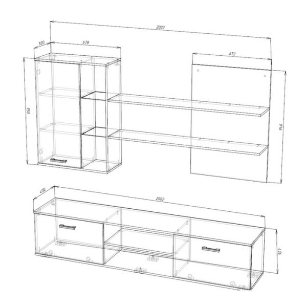 Гостиная Лия, 2002х1790х403, Анкор светлый