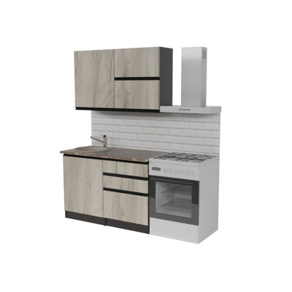 Кухонный гарнитур Равенна лайт 1200х600 Венге/Алмабра темная/Дуб браун