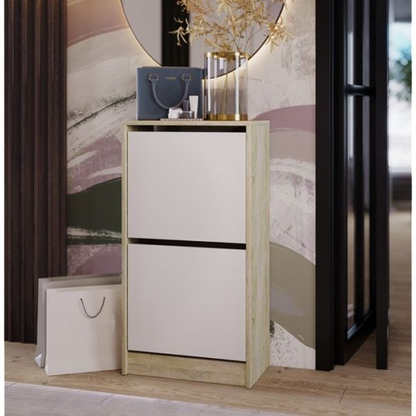 Обувница 2х ств Эдем-1  490х280х935 Дуб сонома / Белый жемчуг